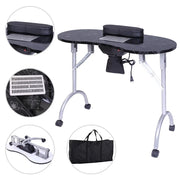 Foldable Manicure Station | Black Flower Design with Dust Collector & Carry Bag MT-020F