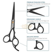 Barber Scissors Set | Hair Cutting & Hair Thinning Shears | 6’’ | Black Barber Scissors