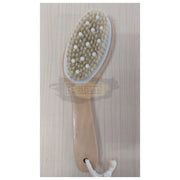 Bath Brush with Rubber Scrubber & Wood Handle Skin Care Brush