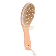 Bath Brush with Rubber Scrubber & Wood Handle Skin Care Brush