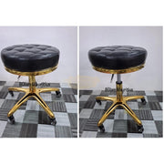 Black/Gold Salon Swivel Stool | Height Adjustable & On Wheels Stool