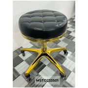 Black/Gold Salon Swivel Stool | Height Adjustable & On Wheels Stool
