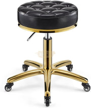 Black/Gold Salon Swivel Stool | Height Adjustable & On Wheels Stool