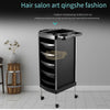 Black Hair Salon Trolley with 5 Drawers & Wheels Rolling Salon Trolley with Drawers