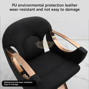 Black/Rose Gold Modern Salon Styling Chair with Hydraulic Lift | Round Disc Plate Barber Chair