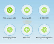 Blueque BQ-119 rechargeable nail drill machine with LCD screen and 45,000 RPM speed