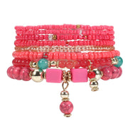 Boho-Chic Multi-Layered Beaded Stretch Bracelet Rose bracelet