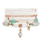 Boho-Chic Multi-Layered Beaded Stretch Bracelet White bracelet