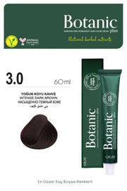 Botanic Plus Ammonia-Free Permanent Hair Color Cream 60ml - 3.0 Intense Dark Brown (100% Vegan)