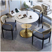 Brown Contemporary Arm Chair with Gold Accent Chairs