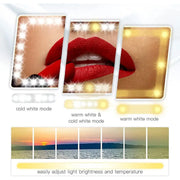 Car Visor Vanity Mirror with LED 260*135mm | 3 Light Modes | USB Rechargeable Mirror