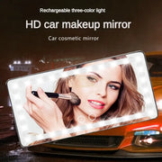 Car Visor Vanity Mirror with LED 260*135mm | 3 Light Modes | USB Rechargeable Mirror