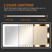 Car Visor Vanity Mirror with LED 260*135mm | 3 Light Modes | USB Rechargeable Mirror