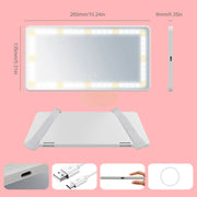 Car Visor Vanity Mirror with LED 260*135mm | 3 Light Modes | USB Rechargeable Mirror