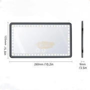 Car Visor Vanity Mirror with LED 260*135mm | 3 Light Modes | USB Rechargeable Mirror
