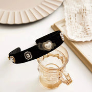 Clarmer Baroque Velvet Crystal Headband Heart Hair Accessories