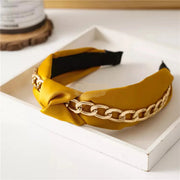 Clarmer Knotted Chain Wide headband Design 18 1 Gold Hair Accessories