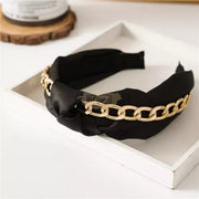 Clarmer Knotted Chain Wide headband Design 18 4 Black Hair Accessories