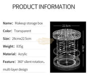 Clear Acrylic Makeup & Cosmetic Organizer with 360 Rotating Chassis Salon Furniture