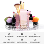 Clear Acrylic Makeup & Cosmetic Organizer with 360 Rotating Chassis Salon Furniture