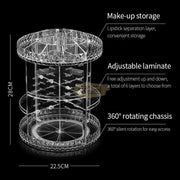 Clear Acrylic Makeup & Cosmetic Organizer with 360 Rotating Chassis Salon Furniture