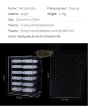 Clear Acrylic Nail Tip Display Board 60 tips - 5 layers Nail Salon Accessories