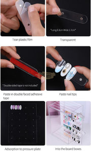 Clear Acrylic Nail Tip Display Board 60 tips - 5 layers Nail Salon Accessories