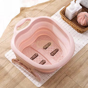 Collapsible Foot Spa Soaking Tub with Massage Rollers Pink Foot Spa
