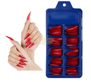 Color Nail Tips | Full Cover | Stiletto | 12 Red (100 pcs/box) Press On Nails