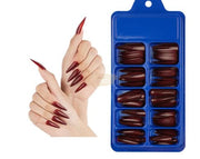 Color Nail Tips | Full Cover | Stiletto | 13 Burgundy (100 pcs/box) Press On Nails