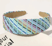 Colorful Mixed Color Woven Straw Raffia Braided Wide Headband Blue Hair Accessories