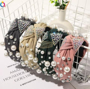 Crystal Faux Pearl Wide Headband Hair Accessories