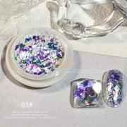Crystal Fire Opal Flakes Nail Sequins with brush QT0456 3 Nail Powder