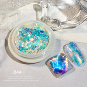 Crystal Fire Opal Flakes Nail Sequins with brush QT0456 4 Nail Powder