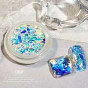 Crystal Fire Opal Flakes Nail Sequins with brush QT0456 6 Nail Powder