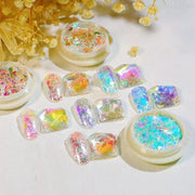 Crystal Fire Opal Flakes Nail Sequins with brush QT0456 Nail Powder