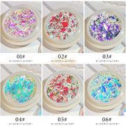 Crystal Fire Opal Flakes Nail Sequins with brush QT0456 Nail Powder