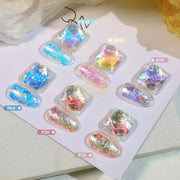 Crystal Fire Opal Flakes Nail Sequins with brush QT0456 Nail Powder