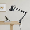 Black Flexible Swing Arm Clamp Mount Desk Lamp Round (bulb not included)