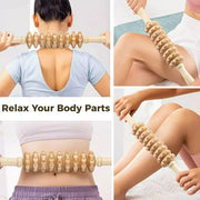 Wood Massage Rollers with anti-slip Handle | 9 Wheels