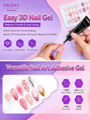Vicovi Clear 3-in-1 3D Sculpture Gel #02 | No Wipe | 15ml