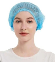 Disposable Non-Woven Bouffant Cap Hair Net - Blue