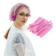 Disposable Non-Woven Bouffant Cap Hair Net - Pink