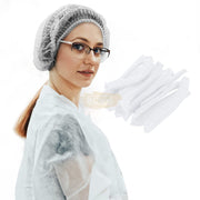 Disposable Non-Woven Bouffant Cap Hair Net - White