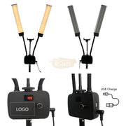 Double Arms Dimmable LED Cosmetic Lamp with Phone Clip & Tripod Floor Lamp