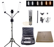 Double Arms Dimmable LED Cosmetic Lamp with Phone Clip & Tripod Floor Lamp