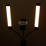 Double Arms Dimmable LED Cosmetic Lamp with Phone Clip & Tripod Floor Lamp