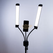 Double Arms Dimmable LED Cosmetic Lamp with Phone Clip & Tripod Floor Lamp