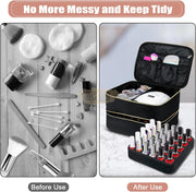 Double Decker Nail Polish Carry Bag & Manicure Accessories | Black (holds up to 30 bottles) Storage Bags