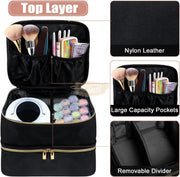 Double Decker Nail Polish Carry Bag & Manicure Accessories | Black (holds up to 30 bottles) Storage Bags